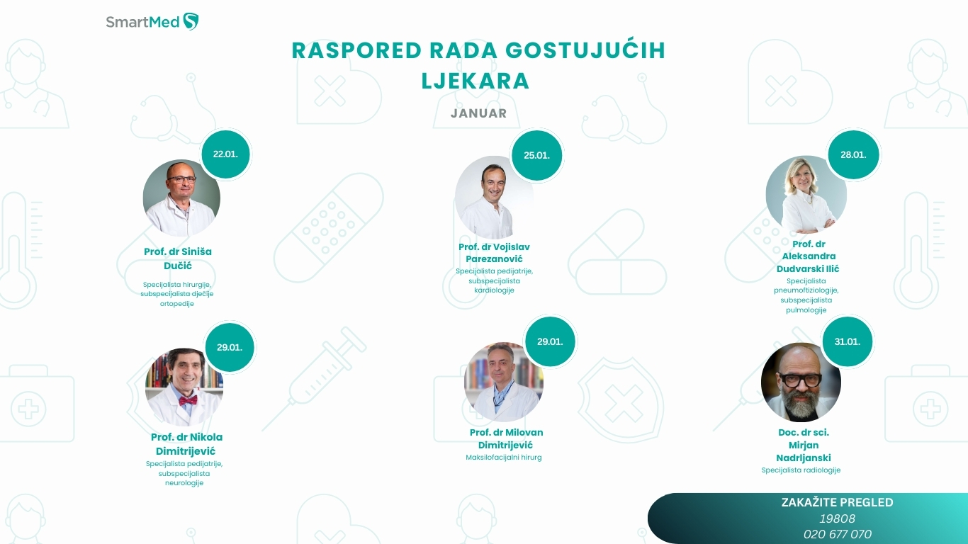 raspored rada gostujućih ljekara - januar 2026. godine