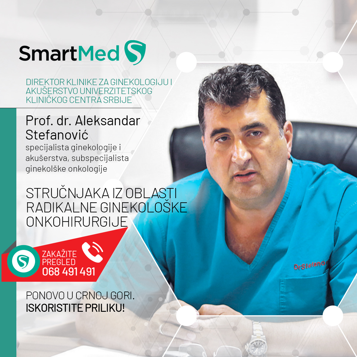 Prof Dr Aleksandar Stefanović ordinira u poliklinici smart med 